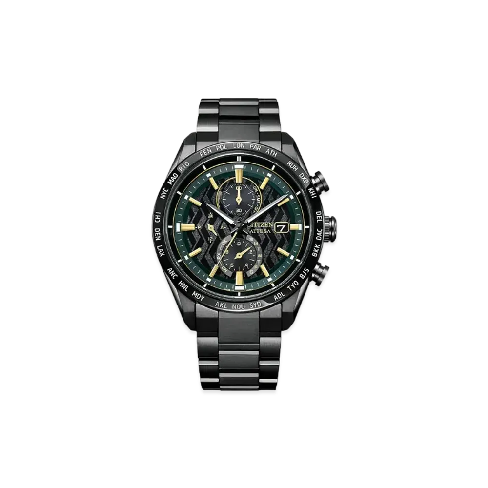 CITIZEN Attesa ACT Line/Black Titanium TM Series Hanshin Koshien Stadium 100th Anniversary Collaboration Limited Model 400 "Green/Gold" AT8288-60E