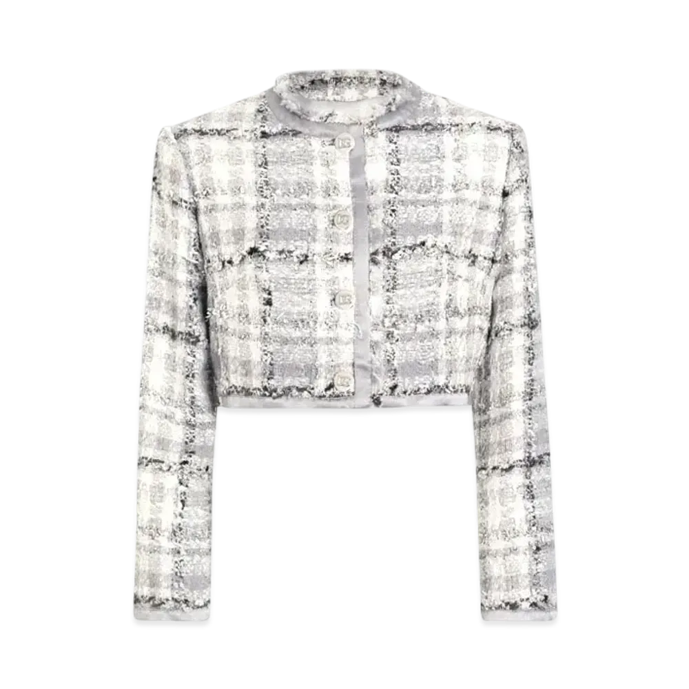 DOLCE&GABBANA Short check lurex raschel tweed jacket ""