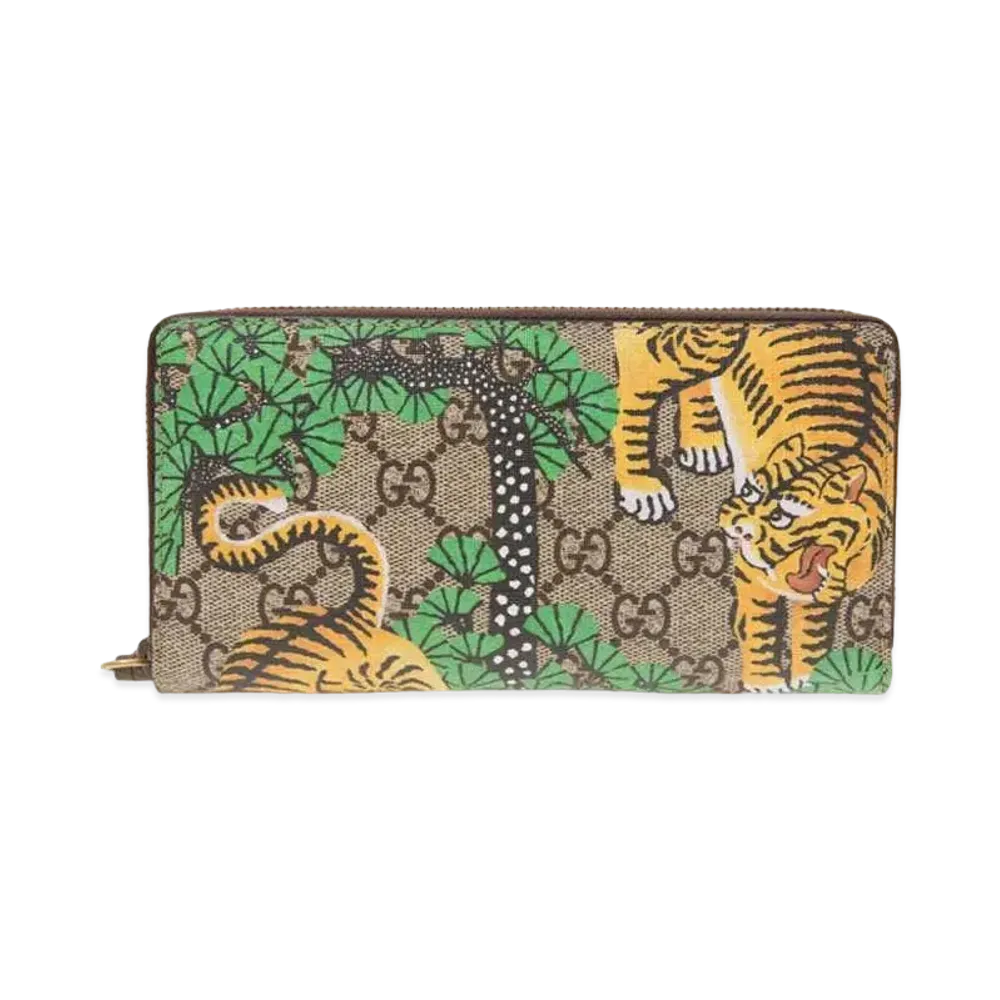 GUCCI GG Supreme Bengal Zip Around Wallet