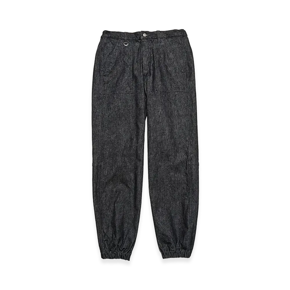 uniform experiment High Stretch Denim Hem Shirring Baker Pants "Black"