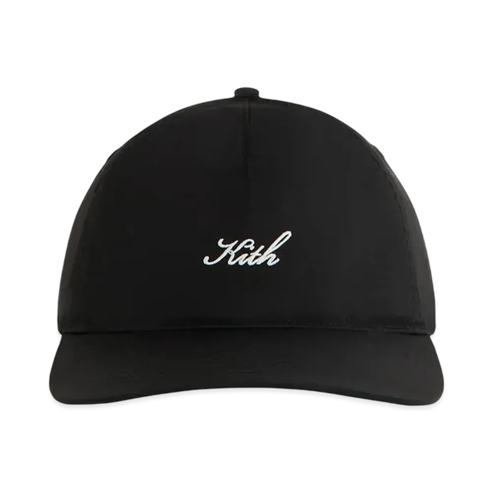 Kith Script Wrinkle Nylon Bay Low Profile Pinch Crown Cap "Black"