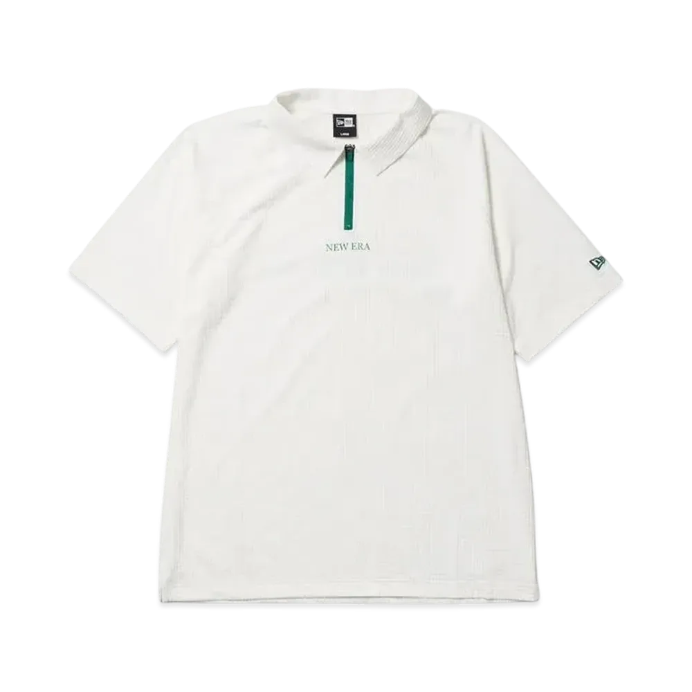 NEW ERA Golf Short Sleeve Skipper Polo Shirt Seersucker "Off White"