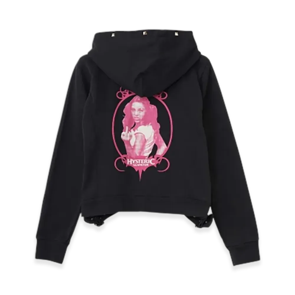 HYSTERIC GLAMOUR Finger Girl Cropped Hoodie Women "Black"