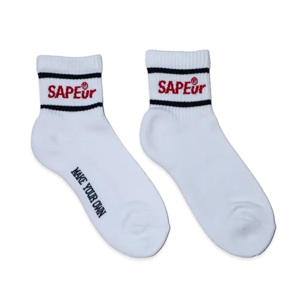 SAPEur Short Length Socks Red Logo Line Socks "White"