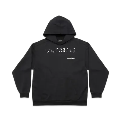 BALENCIAGA Women's Hand Drawn Hoodie Medium Fit "Black/White"
