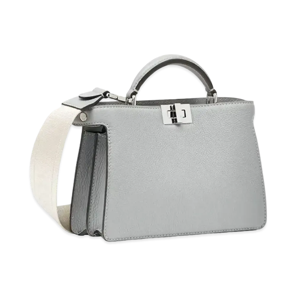 FENDI Peekaboo ISeeU XCross Leather Bag "Light Gray"