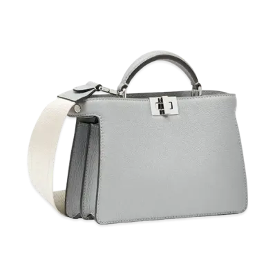 FENDI Peekaboo ISeeU XCross Leather Bag "Light Gray"