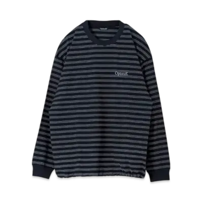 Optstuff Drawstring Border Long Sleeve T-Shirt "Navy/White"