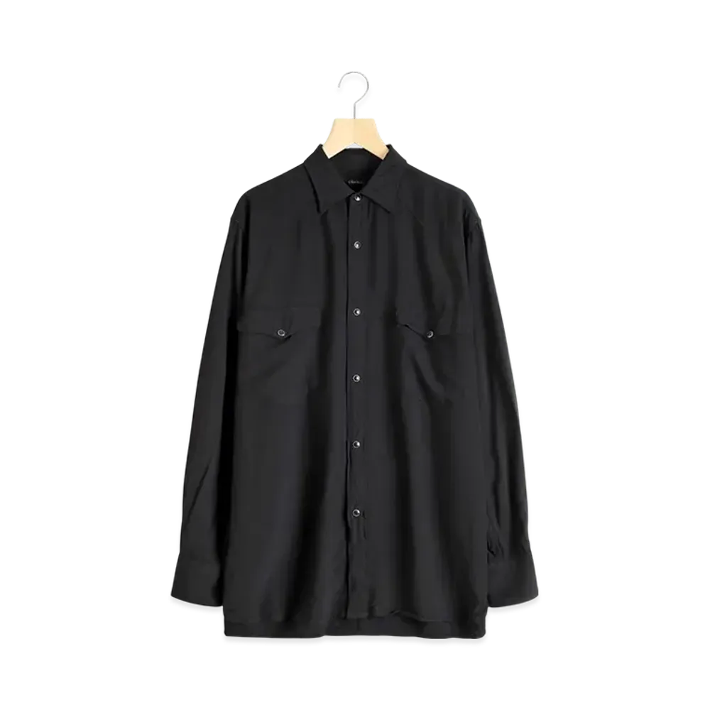 COMOLI Rayon Western Shirt "Black"