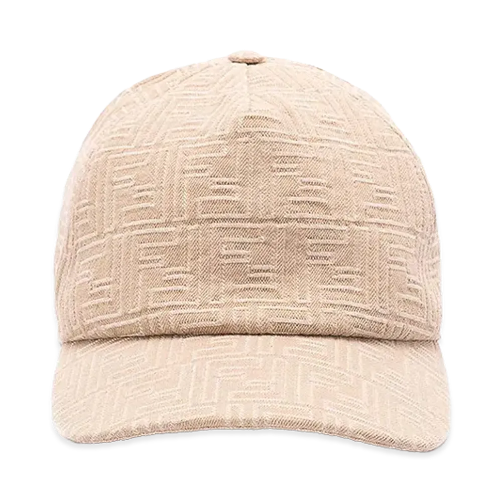 FENDI Embroidered Denim Baseball Cap "Beige"