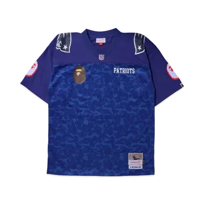 A BATHING APE X M&N NFL NEW ENGLAND PATRIOTS LEGACY JERSEY "Blue"