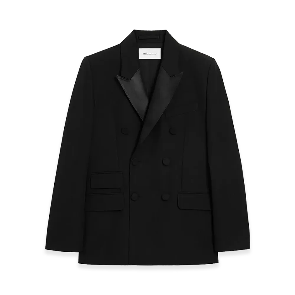 AMI PARIS New Wool Double Breasted Straight Smocking Jacket "Black"