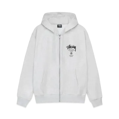 Stussy World Tour SS24 Zip Hood "Ash Heather"