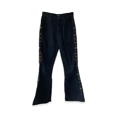 KAPITAL Women's Flare Studded Corduroy Pants "Black"