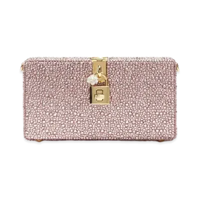 Dolce&Gabbana Dolce Box Clutch Bag Heat Apply Rinstone "Pink"