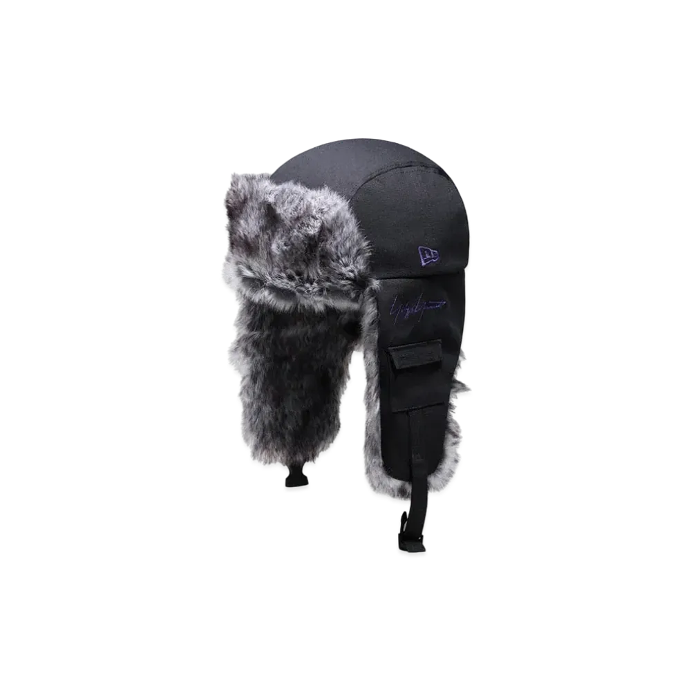 Yohji Yamamoto Pour Homme NEW ERA DUCK COTTON SNOW TRAPPER YY LEATHER PATCH "Black"