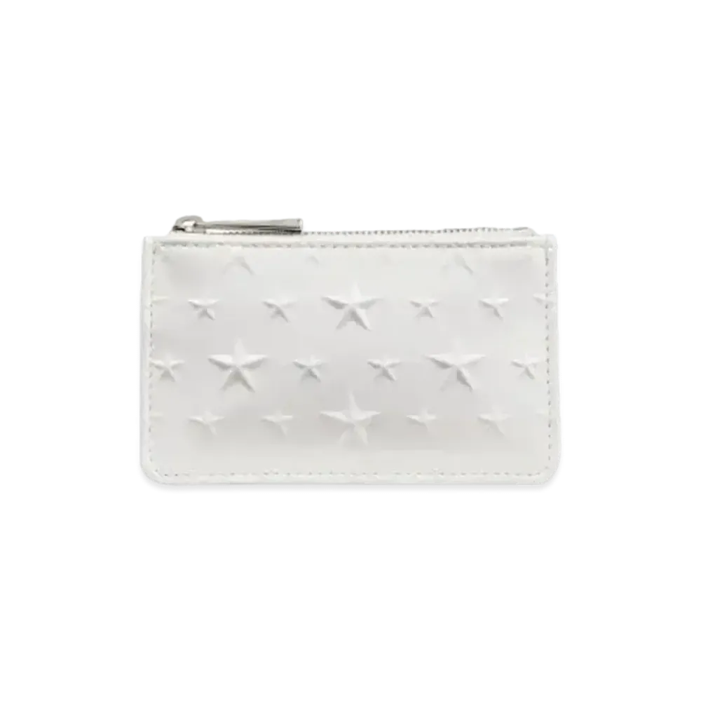 JIMMY CHOO NANCY Star Emboss Glossy Fabric Key Case "Latte"