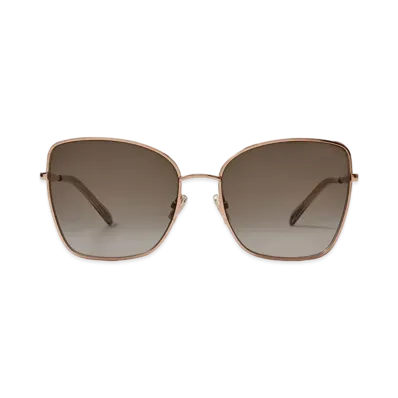Jimmy Choo Alexis Square Frame Sunglasses With Glitter Fabric "Gold Copper"