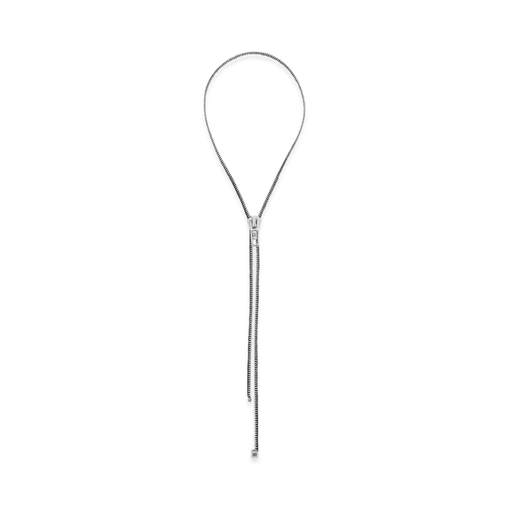 BALENCIAGA DIY Zip Necklace "Shiny Silver/Antique Silver/Black"