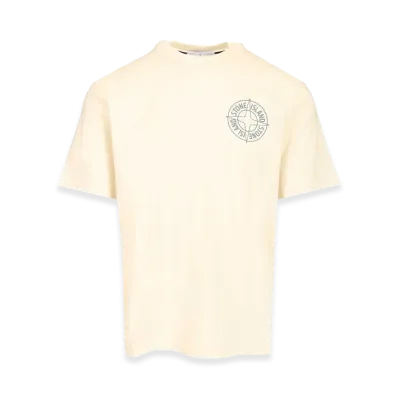 Stone Island T-Shirt With 'outline Compass' Print "White"