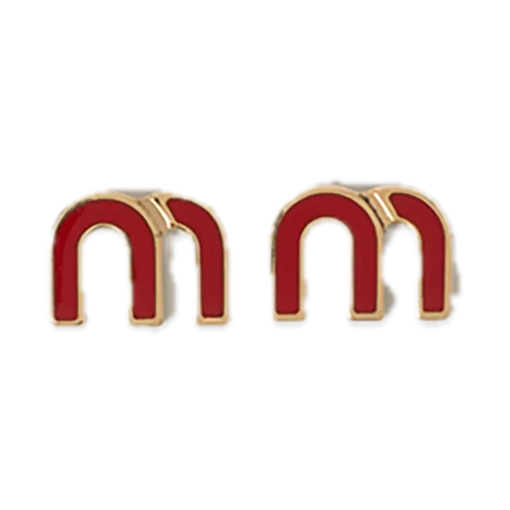 MIU MIU Enamel Metal Earrings "Red"