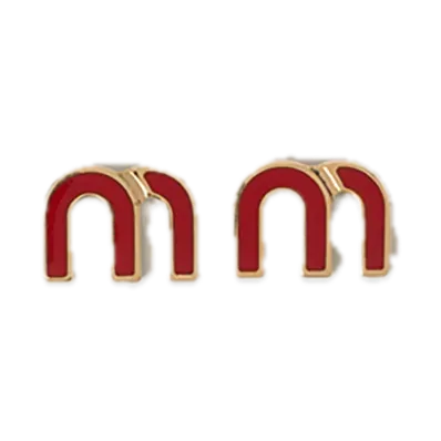 MIU MIU Enamel Metal Earrings "Red"