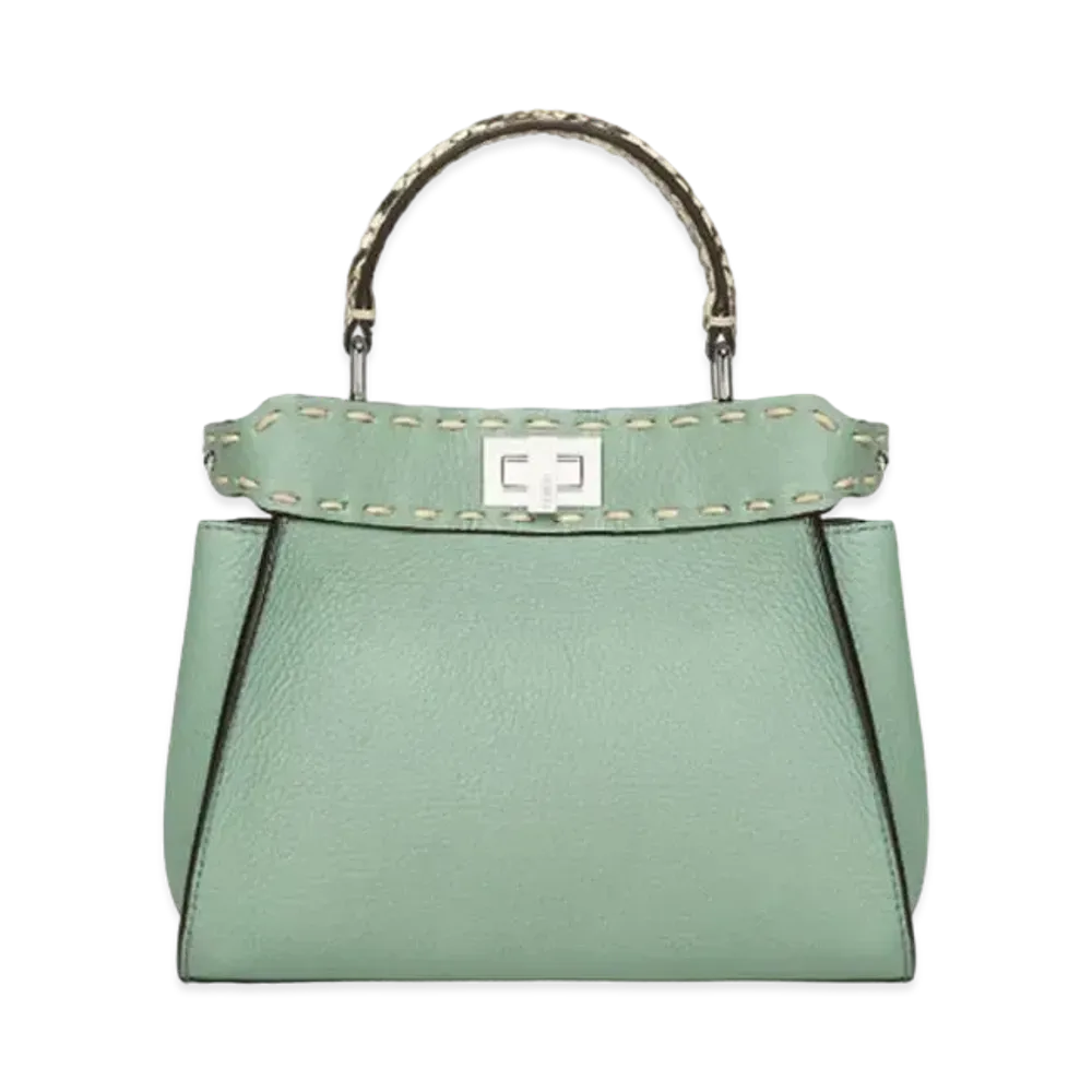 FENDI Peekaboo Mini Mint Green Selleria Bag With Exotic Details "Mint Green"