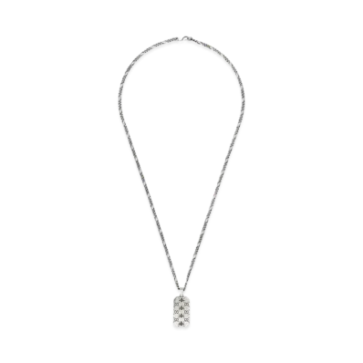 GUCCI GG Bee Engraved Pendant Necklace "Silver"