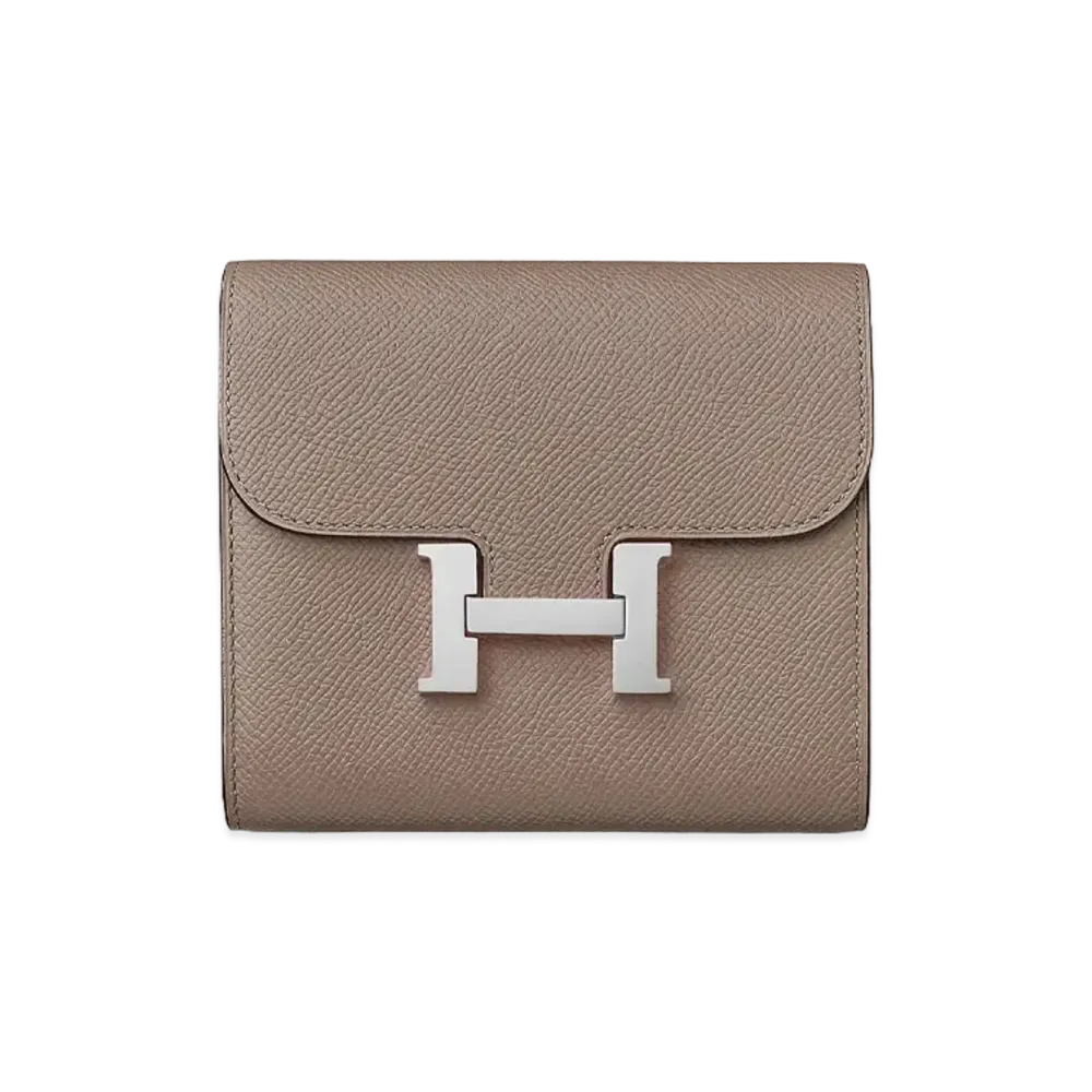 Hermes Epsom leather Constance Compact wallet "Etain"