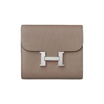 Hermes Epsom leather Constance Compact wallet "Etain"