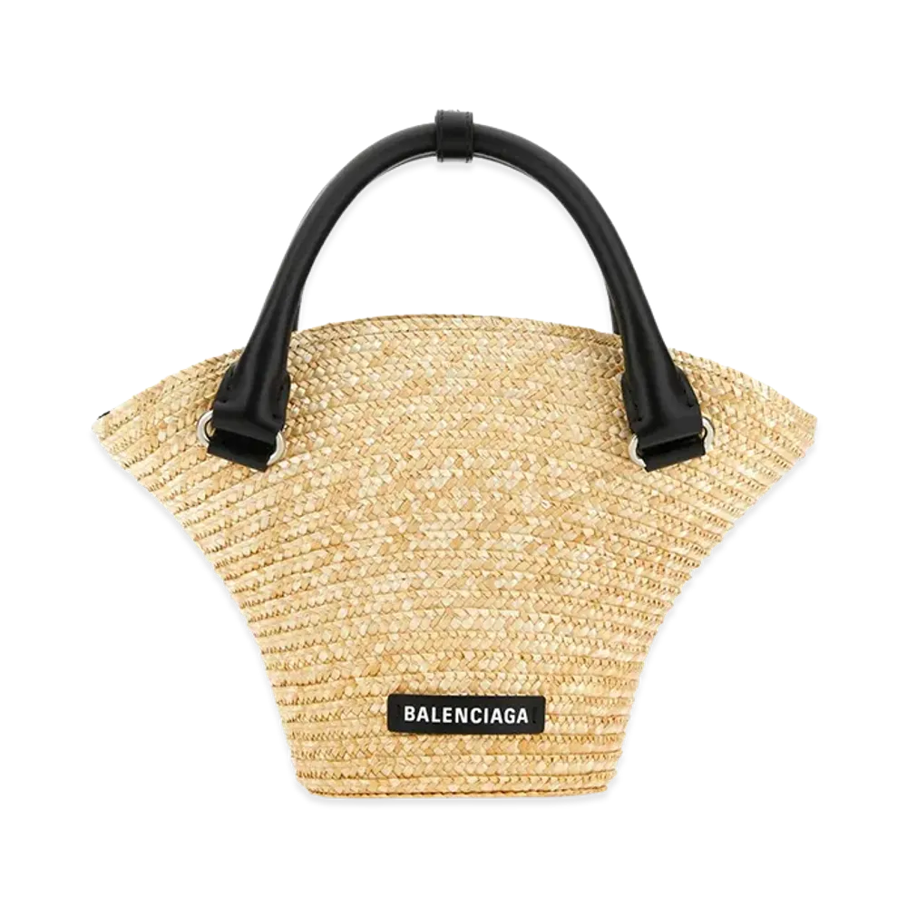 BALENCIAGA Women's Straw Mini Beach Handbag "Beige"