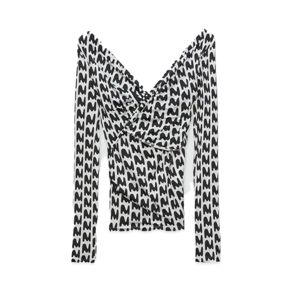 MSGM TheMwave Stretch Fabric Draped Shirt "Black"