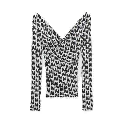 MSGM TheMwave Stretch Fabric Draped Shirt "Black"