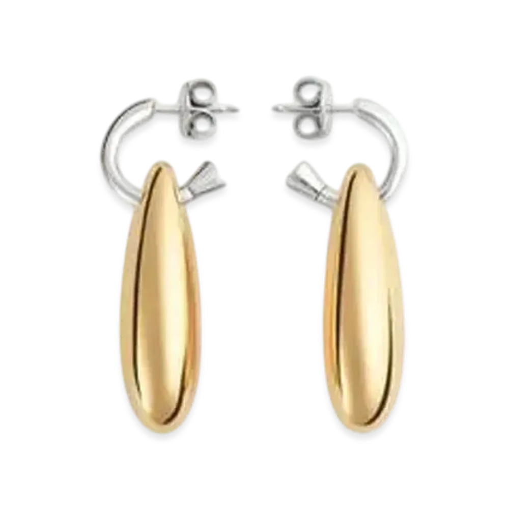 Bottega Veneta Ellipse Small Earrings "Silver/Yellow Gold"
