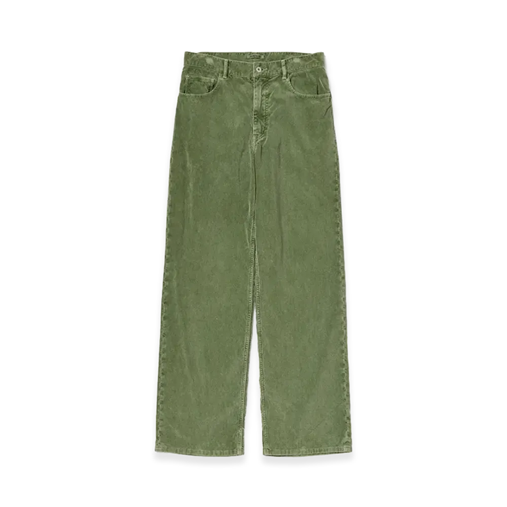 AURALEE Garment-Dyed Finx Corduroy 5P Wide Pants "Dusty Green"