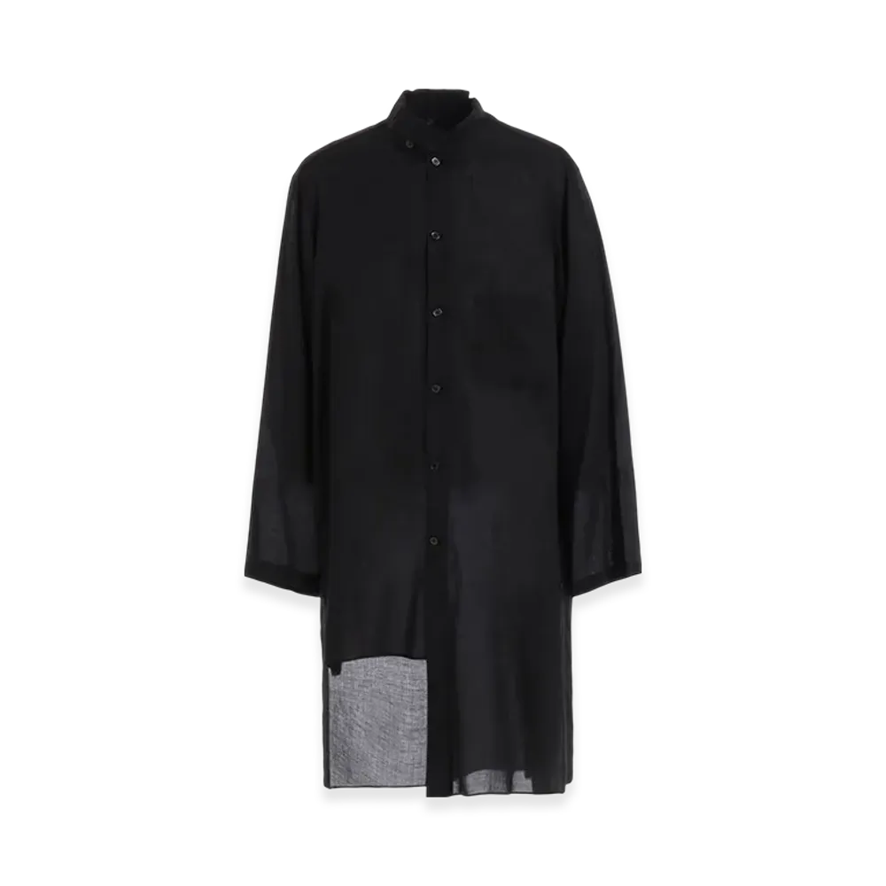 Yohji Yamamoto POUR HOMME 80 Modal Loan Asymmetry Stand Blouse "Black"