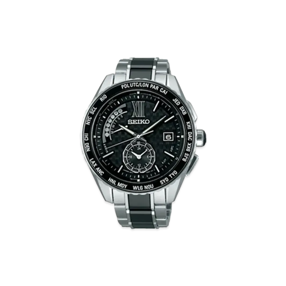 SEIKO Brightz Solar Radio Watch World Time "Black" SAGA173