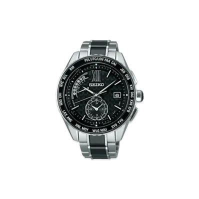 SEIKO Brightz Solar Radio Watch World Time "Black" SAGA173