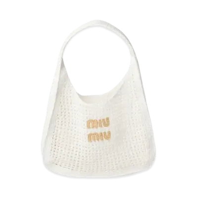 MIUMIU Woven Fabric Hobo Bag "White"