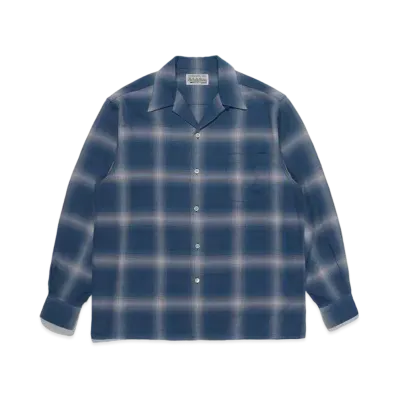 WACKO MARIA Check Open Collar Shirt #1 "Blue"