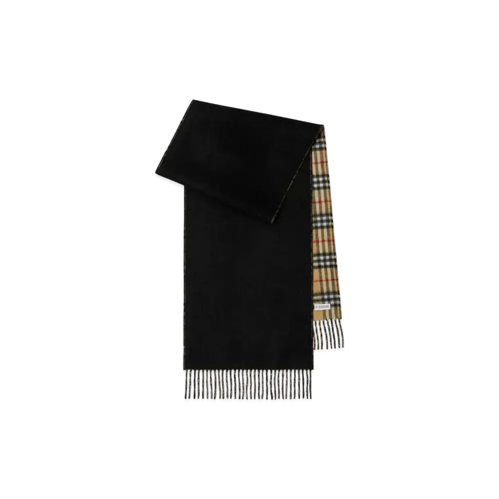 Burberry Reversible Check Cashmere Scarf "Archive Beige/Black"