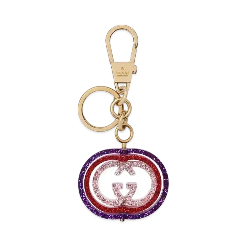 GUCCI Interlocking G Glitter Keychain Flexiglas "Multicolor"