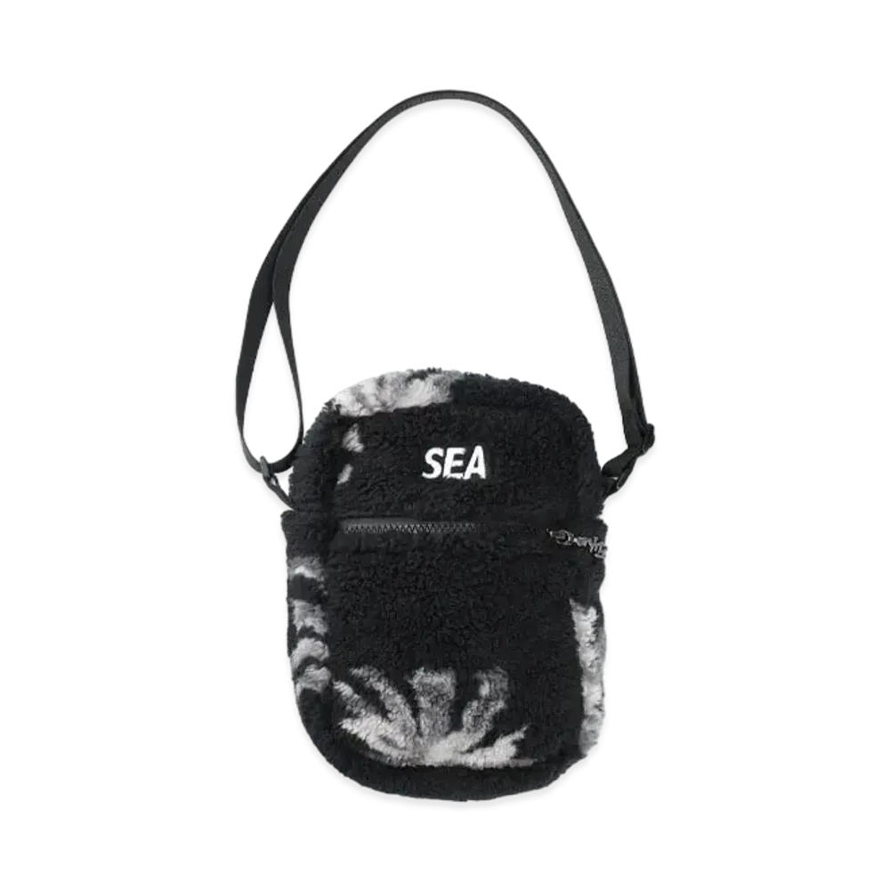 WIND AND SEA Palm Tree (pattern) Fleece Sacoche Shoulder Bag "Black"