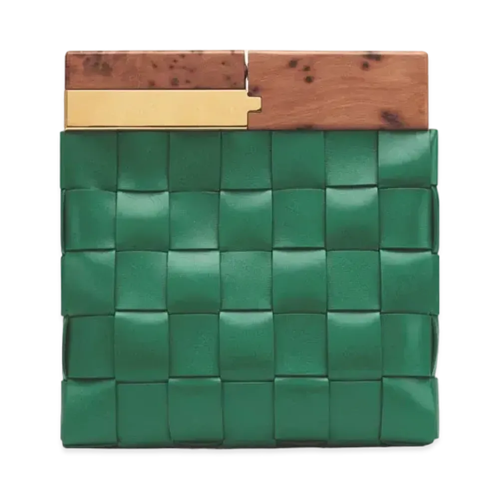 Bottega Veneta BV Snap Intrecciato leather Clutch Bag "Green"