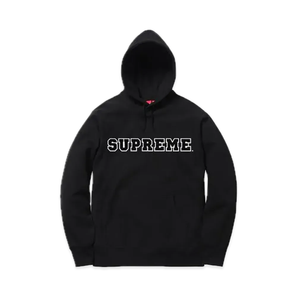Supreme Cord Collegiate Logo Hooded Sweatshirt "Black"