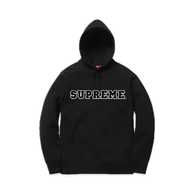 Supreme Cord Collegiate Logo Hooded Sweatshirt "Black"
