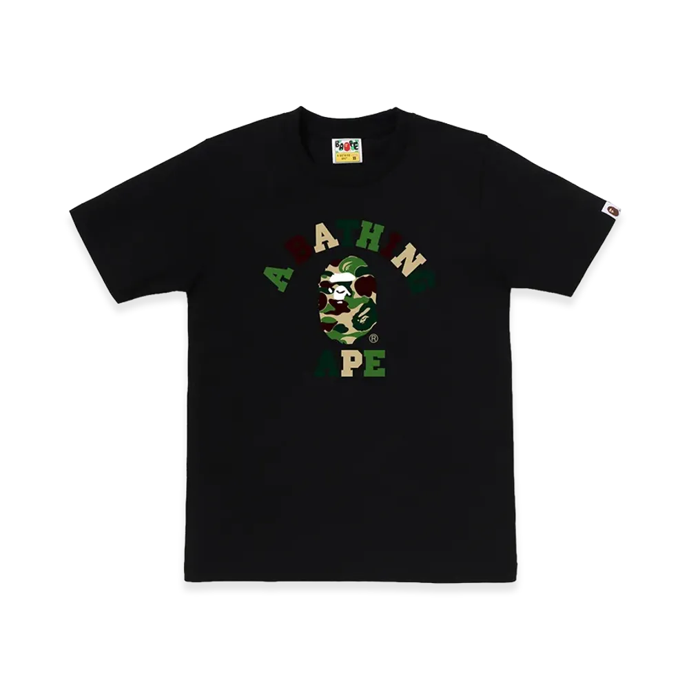A BATHING APE Women's ABC Camo College Tee "Black/Green"