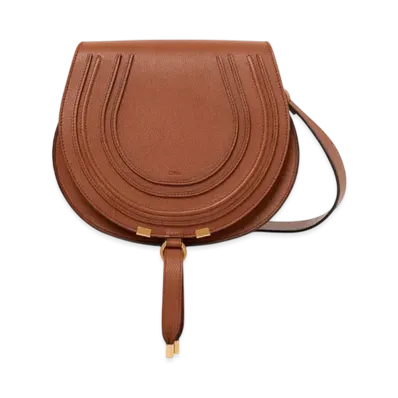 Chloe Marcie Saddle Bag In Grained Leather "Tan"