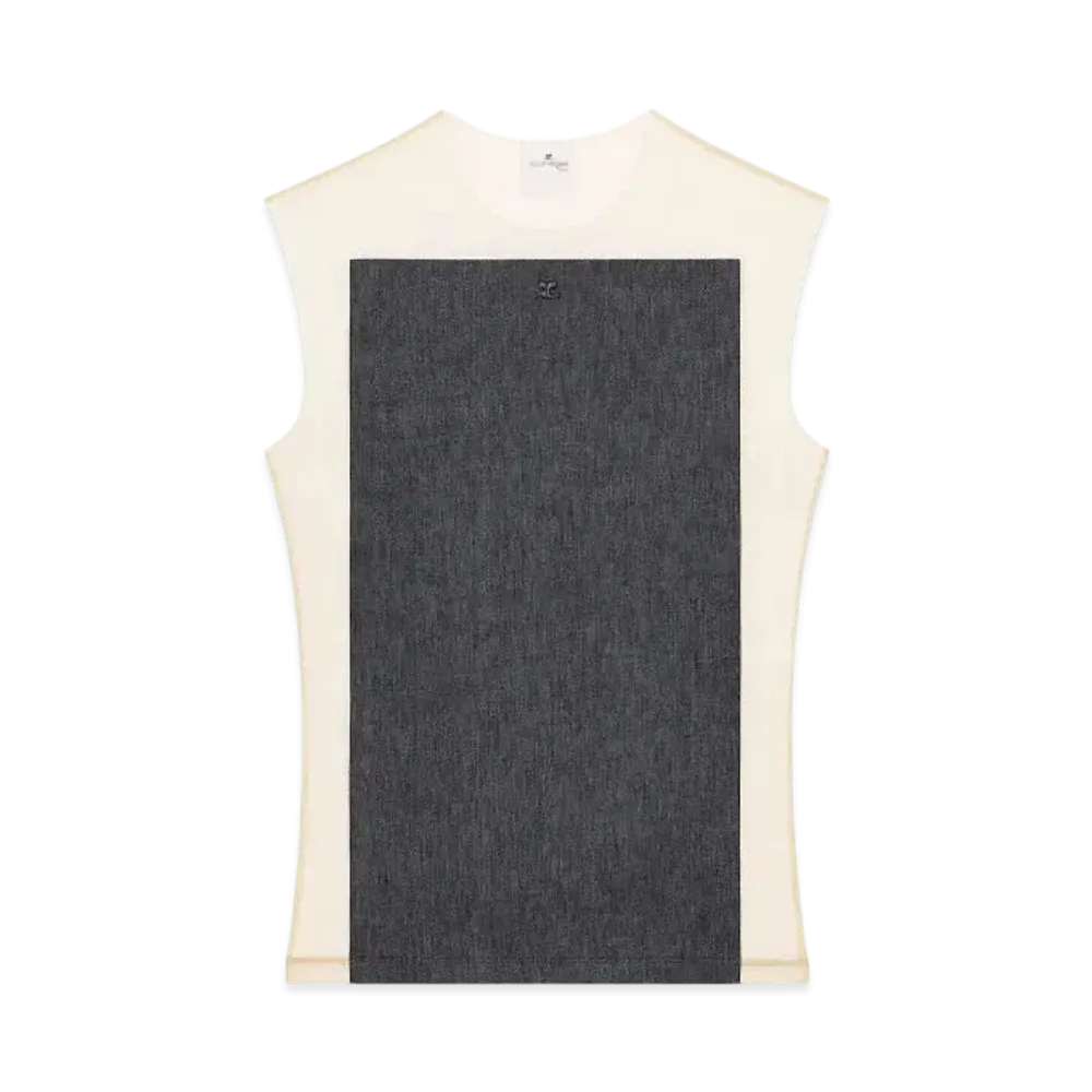 Courreges Illusion Denim Top "Sand/Dark Heather Grey"