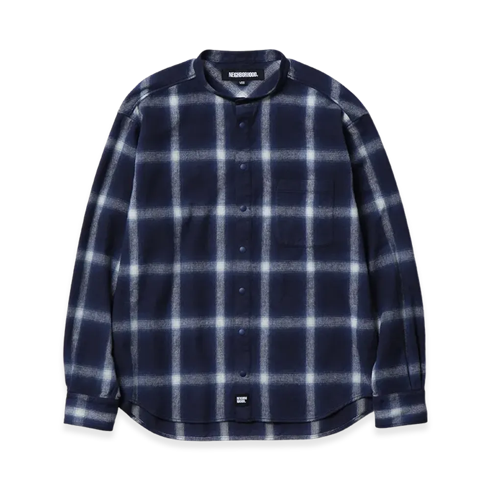 NEIGHBORHOOD Hombre Check Band Collar Shirt LS "Navy"